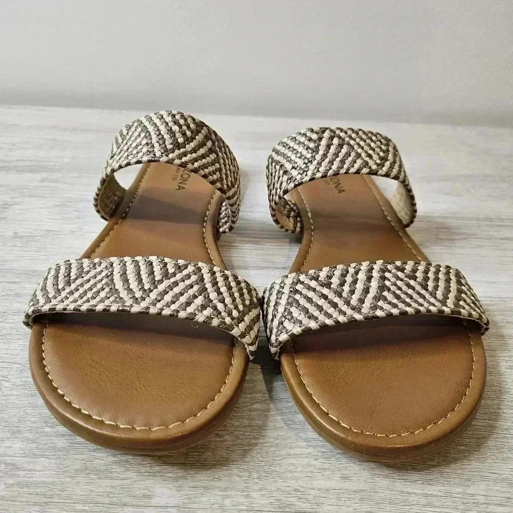Arizona Jean Co Woven Raffia Slide Sandals Neutral Summer Flats 7.5 NWT - Picture 7 of 7
